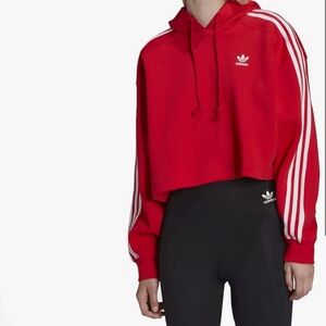 Adidas Red Cropped Hoodie